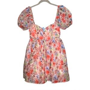 Sugar Thrillz Floral Babydoll Chiffon Whimsical Forest Fairy Party Dress Small